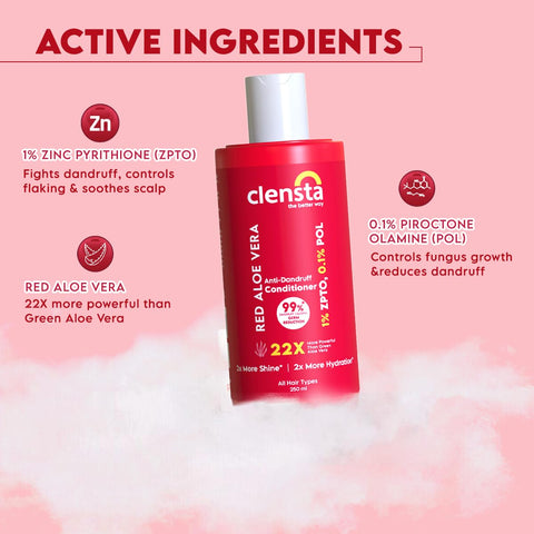 Complete Dandruff Care : Clensta Red Aloe Vera Anti-Dandruff Shampoo (250ml) and Clensta Red Aloe Vera Anti-Dandruff Conditioner (250ml) (CLPO86)