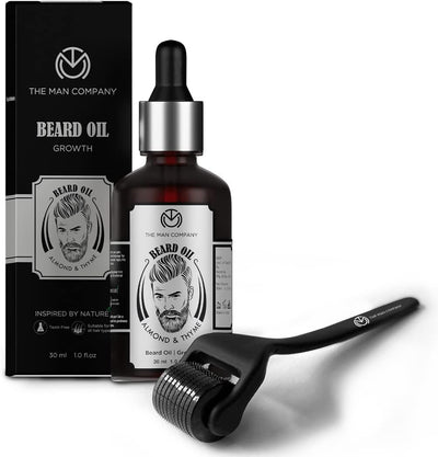 The Man Company Beard Oil for Men with Almond & Thyme with Derma Roller Hair Oil (30 ml)