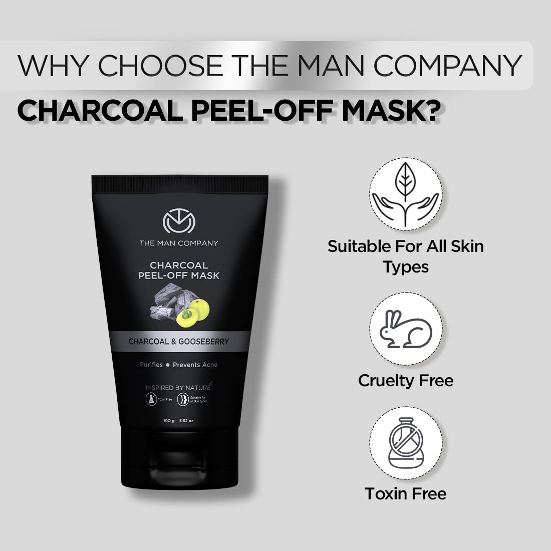 The Man Company Peel Off Mask| Moringa and Gooseberry Charcoal| 100GMÂ