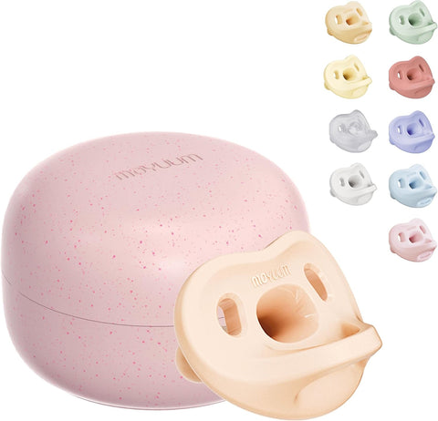 Moyuum All-Silicone Macaron Pacifier with Protective Stage 2 (3 to 6 months) Case pink