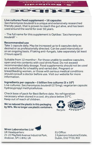 OptiBac Saccharomyces Boulardii Digestive Cap 16's