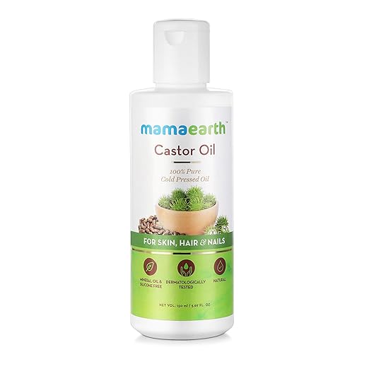 Mamaearth Castor Oil for Healthier skin hair and nail with 100% Pure and Natural cold pressed oil 150 ml