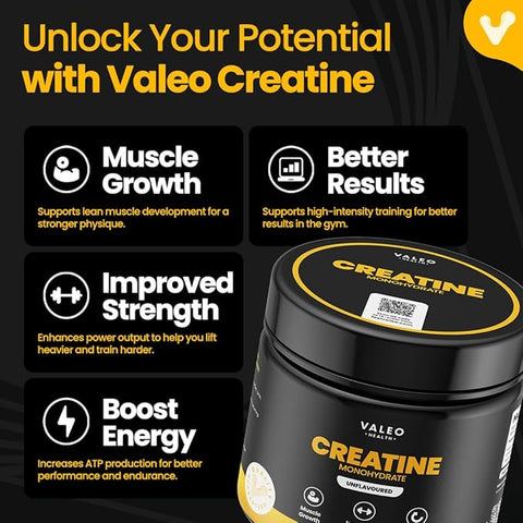 Valeo Creatine Monohydrate Powder 300g, 85 Servings Pack of 2