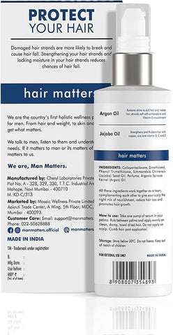 Man Matters Hair Serum For Men With Jojoba And Argan Oil | For Silkier, Shinier, Smoother & Frizz Free Hair | Instant Shine & Smoothness | Non Sticky Hair Serum | 90Ml