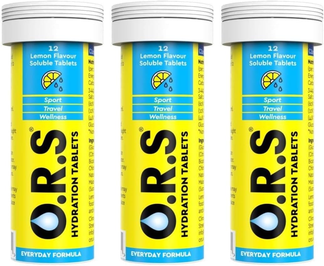 O.R.S Hydration Tablets with Electrolytes Natural Lemon Flavour 36 Tablets (Pack of 3 x12)