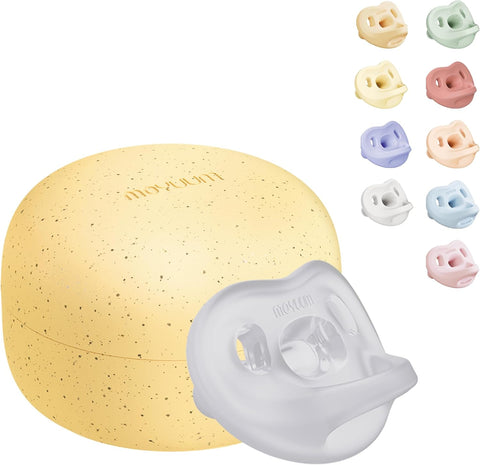 Moyuum All-Silicone Macaron Pacifier with Protective Stage 3 (6 months and older) Case Natural