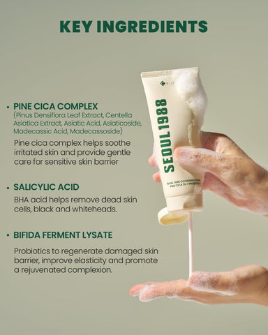 K-SECRET SEOUL 1988 Cleansing Foam : Pine Cica 1% + Probiotics