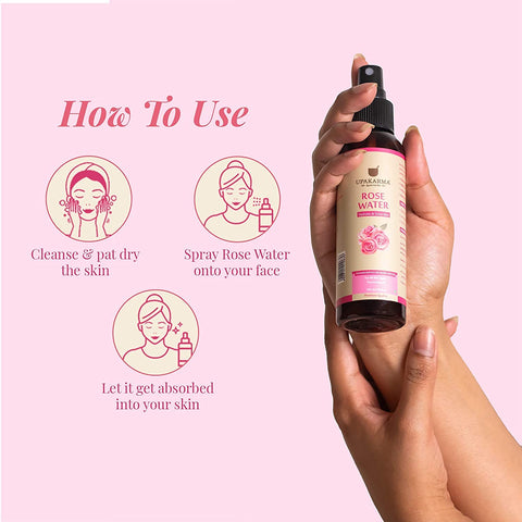 Upakarma Ayurveda Rose Water Spray - Premium, Pure, and Natural Gulab Jal for Face - 120ml