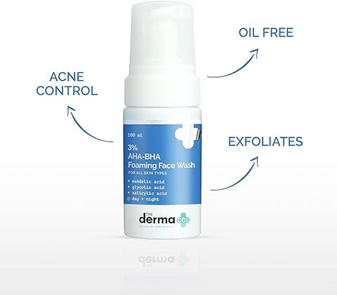 No More Active Acne Kit- THE DERMA CO 2% SALICYLIC ACID SERUM 30 ml and 3% AHA-BHA Foaming Face Wash 100ml Combo