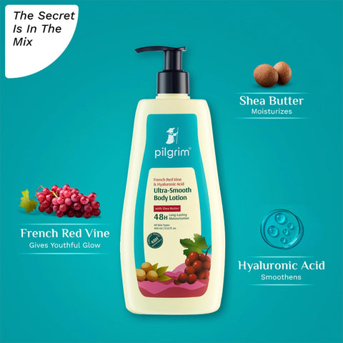 Pilgrim French Red Vine & Hyaluronic Acid Ultra Smooth Body Lotion 400 ML