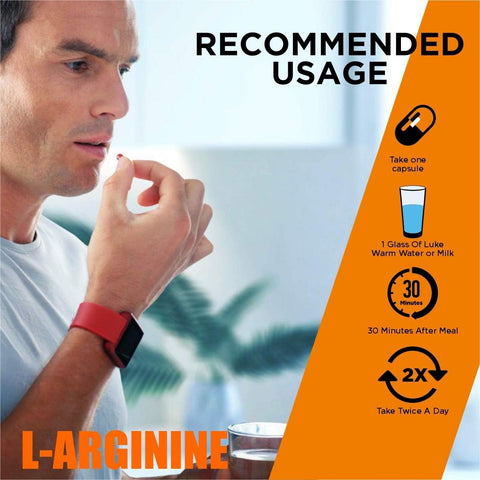 VedaPure Natural L-Arginine (درجة A+ ممتازة) - 90 كبسولة