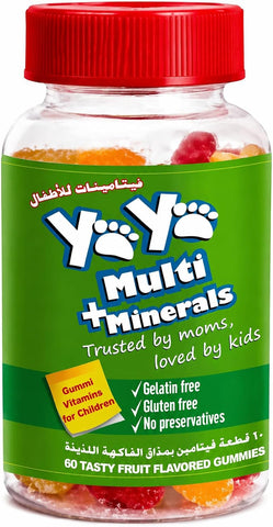 YAYA MULTI + MINERALS for children, Bottle of 60 Tasty Fruit Flavored Gummies