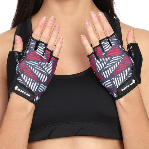 Burnlab Flex Gym Gloves for Men and Women - Ideal for Weightlifting, Cycling, Crossfit, Offers Good Grip and Soft Padding (White & Pink Large)