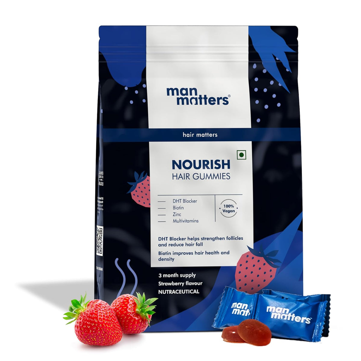 Man Matters Biotin Hair Gummies (90N) Strawberry