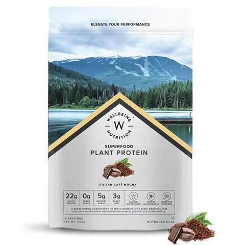 Wellbeing Nutrition Organic Vegan Plant Protein Isolate Powder Italian Cafe Mocha - 32gm