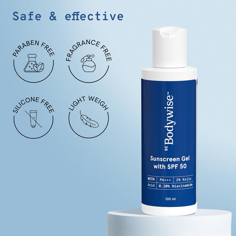 Be Bodywise SPF 50 PA+++ Sunscreen Ultra Light Gel 100ml | Broad Spectrum Protection For Face & Body