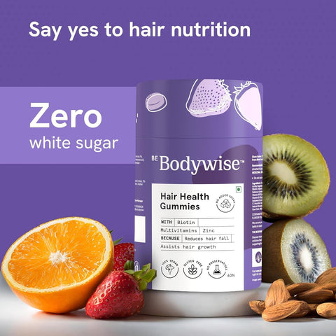 Be Bodywise Biotin Hair Gummies for Stronger, Shinier Hair & Nails 30 Day Pack Strawberry