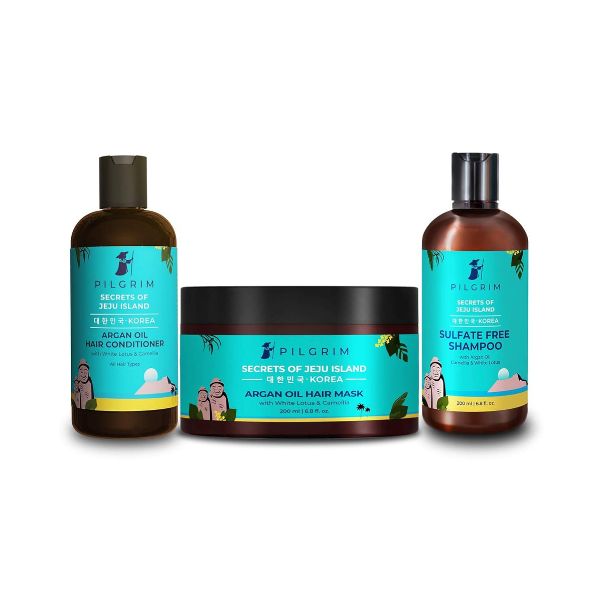 Pilgrim Jeju Hair Care Trio Set | Volcanic Lava Ash Sulfate Free Shampoo