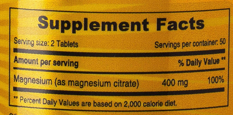 Sunshine N Magnesium Citrate Tabs 100's