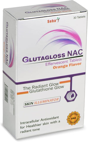 Glutagloss NAC Orange Flavour - Japanese L Glutathione,Vitamin C + NAC - 30 Effervescent Tablets Glutagloss NAC Orange Flavour - Japanese L Glutathione,Vitamin C + NAC - 30 Effervescent Tablets