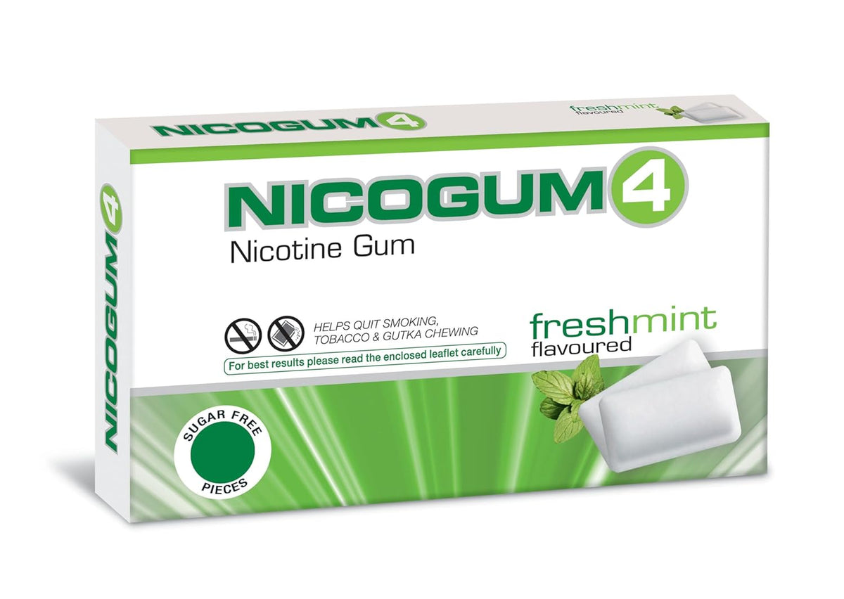 Nicorette Gum 4 mg Nicotine Gum Sugar-free, Fresh Mint Flavour, 30 Pieces