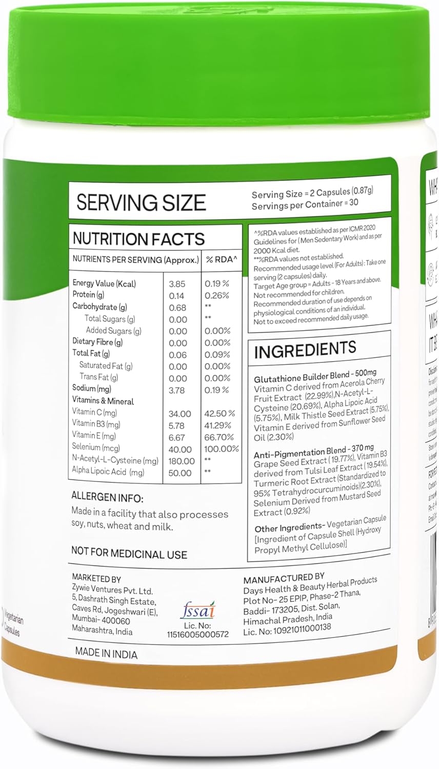 oziva glutathione ingredients Oziva Plant Based Glutathione Builder | Glutathione Tablets For Skin Glow &  Anti-Ageing