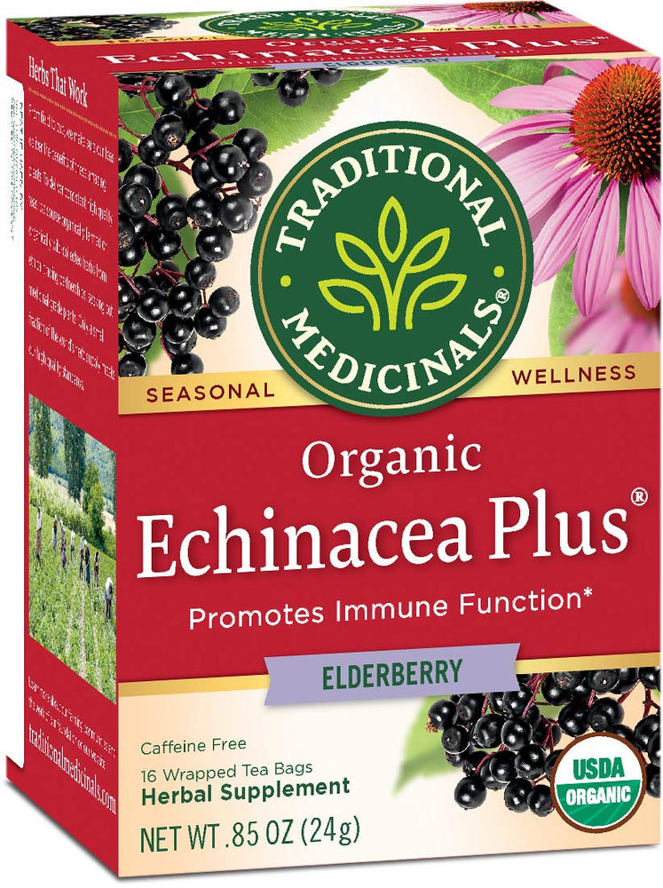 Traditional Medicinals Teas Organic Echinacea Plus Elderberry Tea, Elder 16 Bags (Pack Of 1)