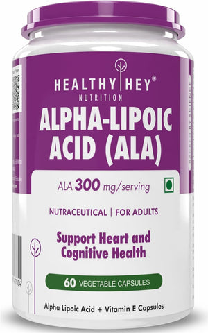 HealthyHey Alpha Lipoic Acid - ALA- Pack of 60 Veg. Capsules - Gluten Free & Non-GMO, 133 grams