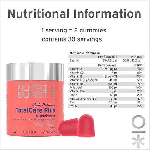 Nutriburst Total Care Plus  Mixed Berry  60 Gummies