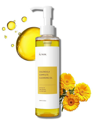 iUNIK Calendula Complete Deep Cleansing Oil, 6.70 Fl Oz ‚ 94% Natural Oil Cleanser, Makeup Remover for Waterproof Makeups. Mascara Sunscreen, Lipstick, Eyeliner - Facial Cleansing Oil Hydrating & Nou