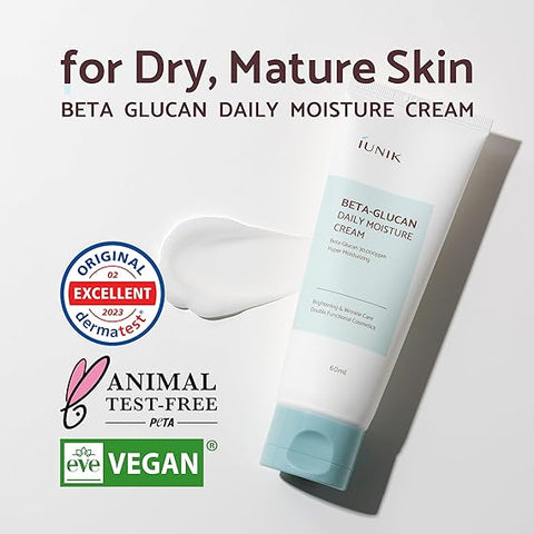 IUNIK Beta-Glucan Vegan Lightweight Non-Sticky Deep Moisture Watery Cream Lotion Daily Moisturizer