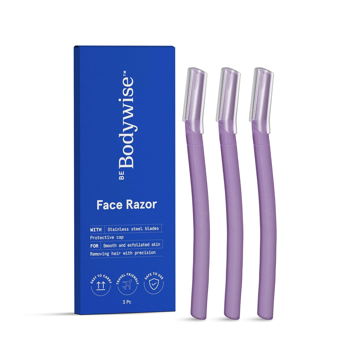 Be Bodywise Reusable Face Razor For Women Hair Removal Pack of 3 ( Purple)