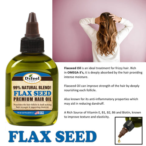 Difeel 99% Natural Blend Flax Seed Hair Oil 75ml