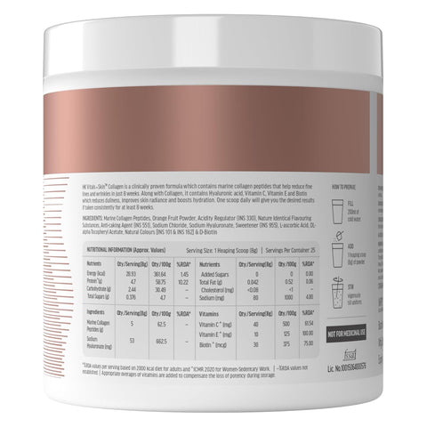 HK Vitals Marine Collagen Supplement (Lemon, 200G) | Vitamin C, E, Sodium Hyaluronate | For Healthy Skin, Hair & Nails