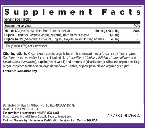 New Chapter Fermented Vitamin D3 60 Vegetarian Tablets (Dietary Supplement)