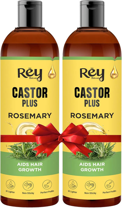 Rey Naturals Cold Pressed Castor Oil plus Rosemary Essential Oil 200 ml*2