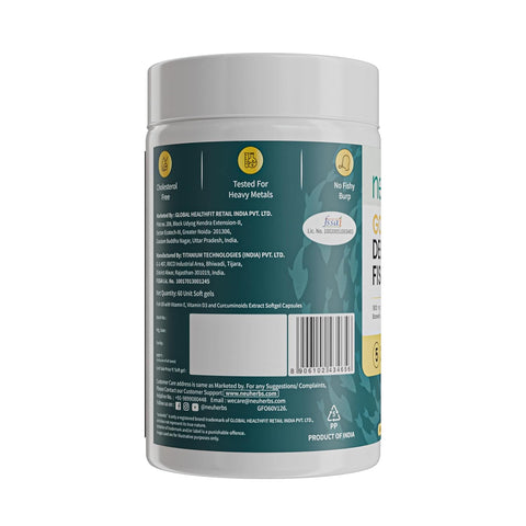 Neuherbs Gold Deep Sea 6X Omega 3 Fish Oil Capsules - 60 Softgels