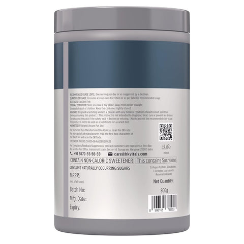 HK Vitals Skin Radiance Pro Marine Collagen Supplement Powder (Orange, 300G) | Collagen Peptides With Glutathione, Biotin, Vitamin C, E