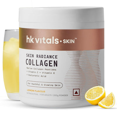 HK Vitals Marine Collagen Supplement (Lemon, 200G) | Vitamin C, E, Sodium Hyaluronate | For Healthy Skin, Hair & Nails