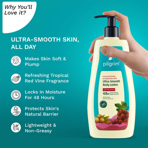 Pilgrim French Red Vine & Hyaluronic Acid Ultra Smooth Body Lotion 400 ML