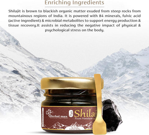 Herbal max Ayurveda 100% Ayurvedic, Original and Pure Shilajit/Shilajeet Resin