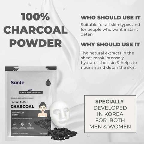 Sanfe Instant Detan Charcoal Facial Mask 1pc, 25gm - Image 2