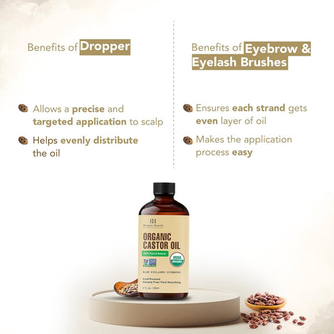 Botanic Hearth Castor Oil | Usda |100% Pure & Hexane Free | Cold Pressed | Growth For Eyelashes, Eyebrows, Hair | With Eyebrow & Eyelash Brush | 60 Ml | Visit The Botanic Hearth Store