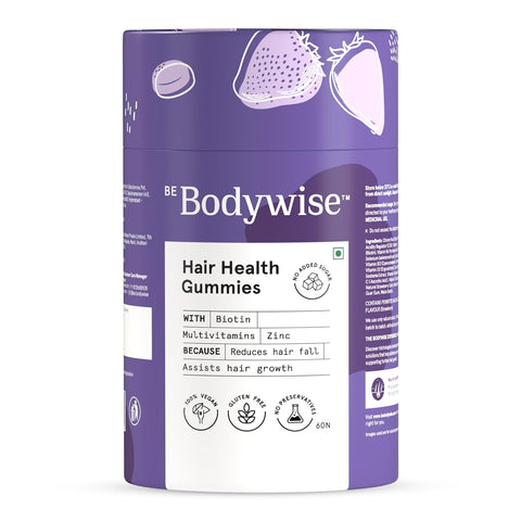 Be Bodywise Biotin Hair Gummies for Stronger, Shinier Hair & Nails | 60 Day Pack  Strawberry