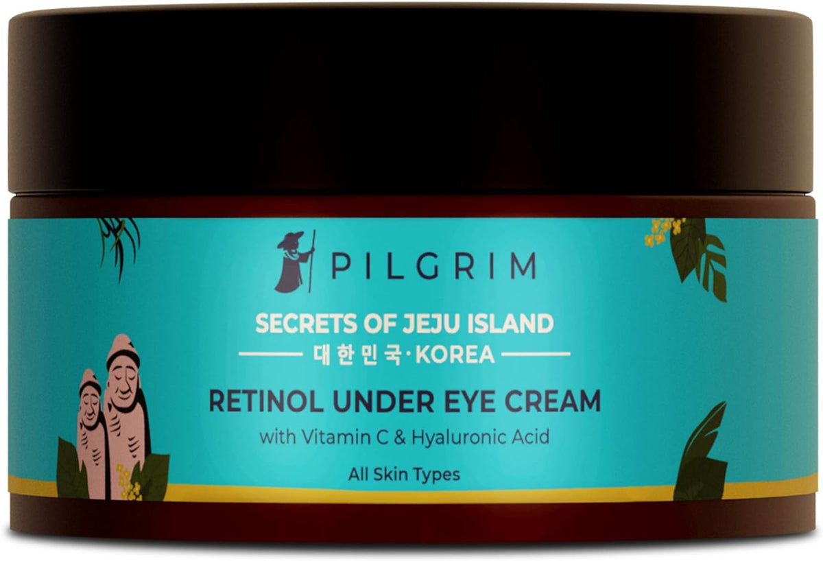 Pilgrim Korean Retinol Under Eye Cream for dark circles with Vitamin C & Hyaluronic Acid 30g