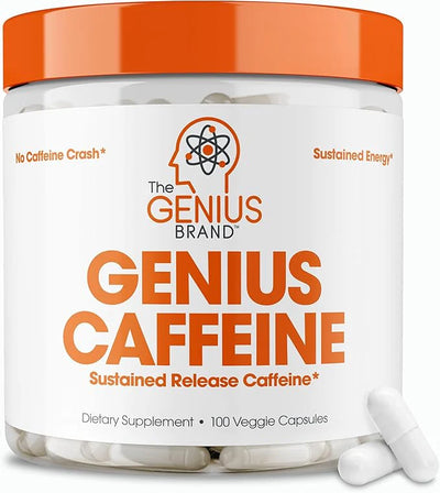 The Genius Brand Caffeine Sustained release 100mg Servings per container 100 Capsules