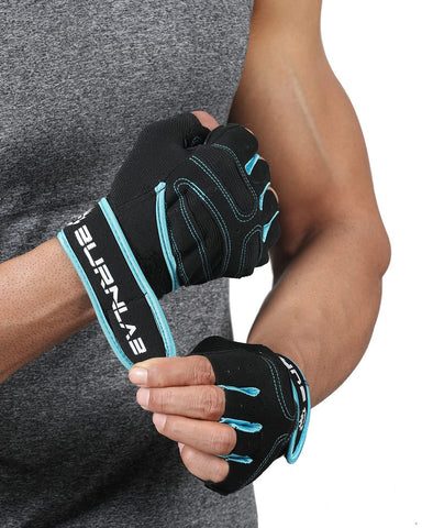 Burnlab Basic Gym Gloves with Wrist Support (Blue , Large)