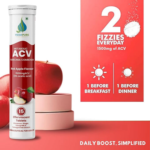 Vedapure Apple Cider Vinegar Red Apple 15 Tablets