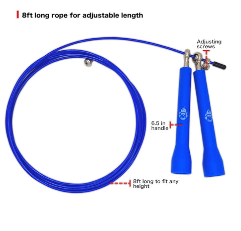 Burnlab Adjustable Skipping Rope Suitable for Gym, Crossfit, Double Unders, Speed Jumping, Cardio and Weight Loss - For Men and Women (Blue)