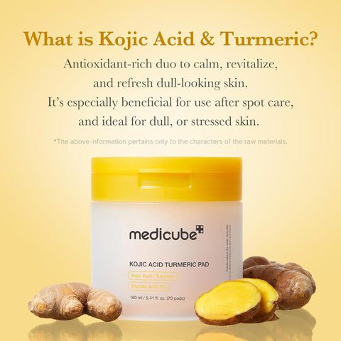 Medicube Kojic Acid Turmeric Clarifying Toner Pad 70S